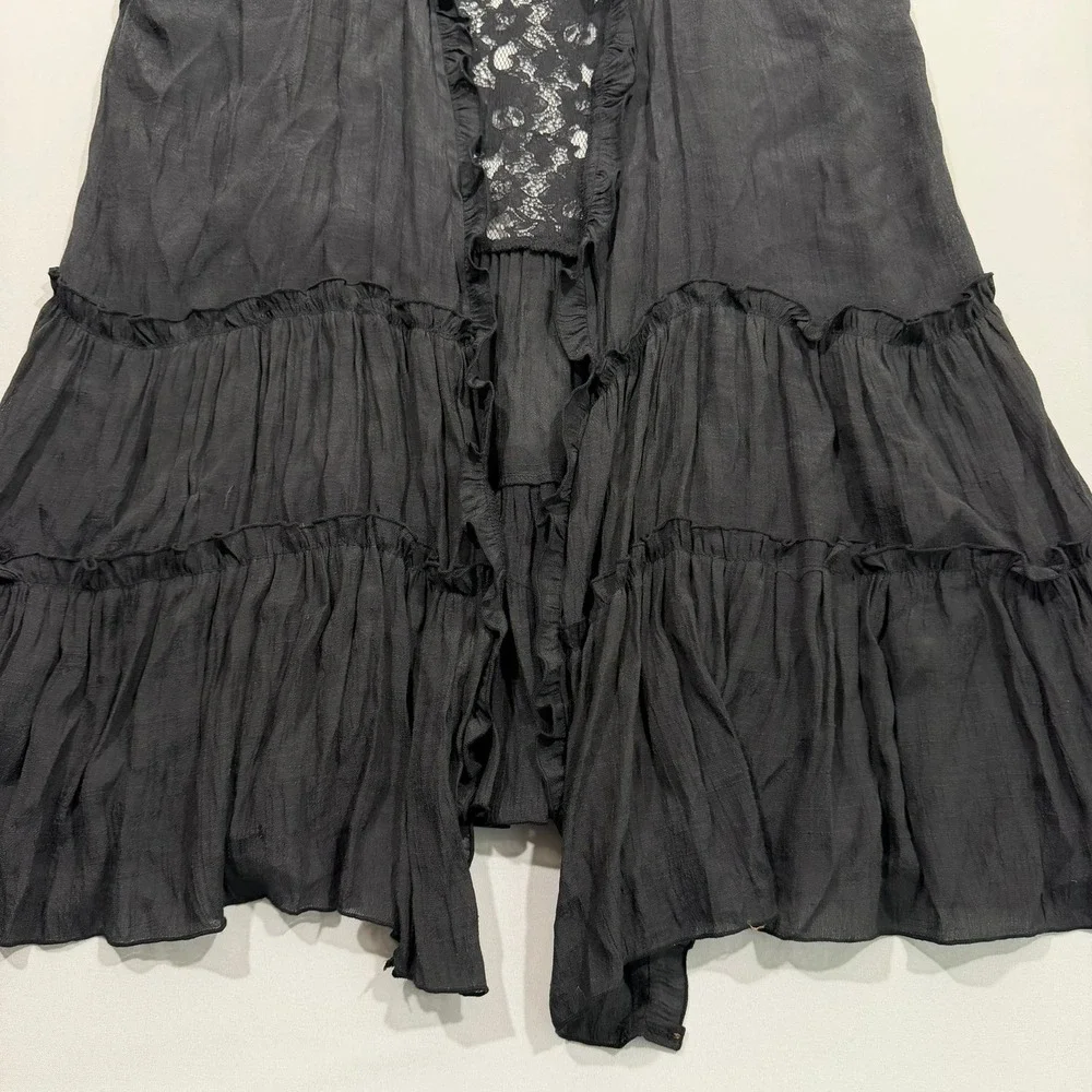 Southern Stitch Vest Womens 2XL 3XL Black Sheer Lace Tiered Ruffle Whimsigoth